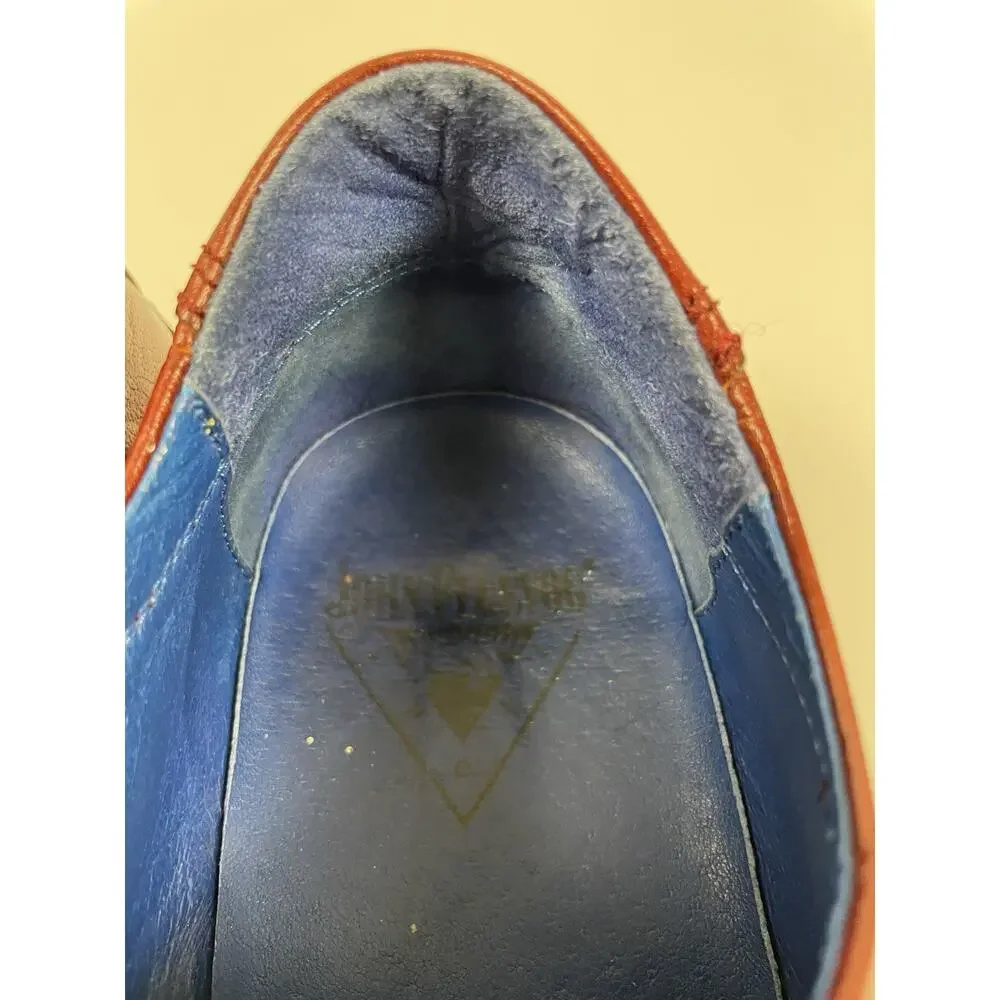 RARE! John Fluevog Men's 10 Jetstream Red Leather w/ Blue Interior Lace Up READ